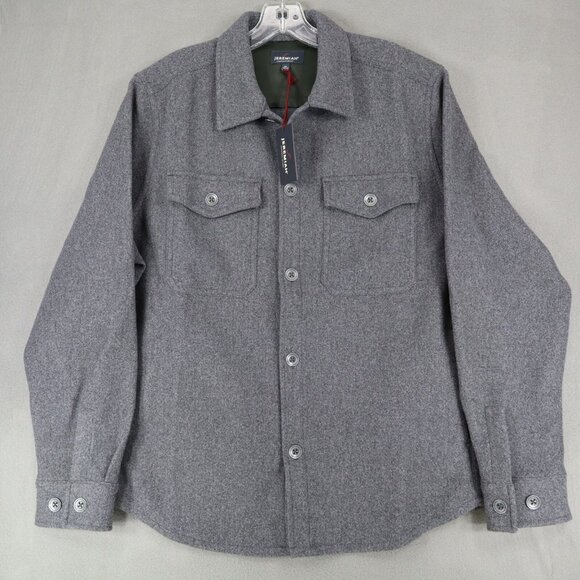 New Jeremiah Shirt Sz M Gray Flannel Wool Blend Fleece Jacket Shacket Pockets - Picture 1 of 6